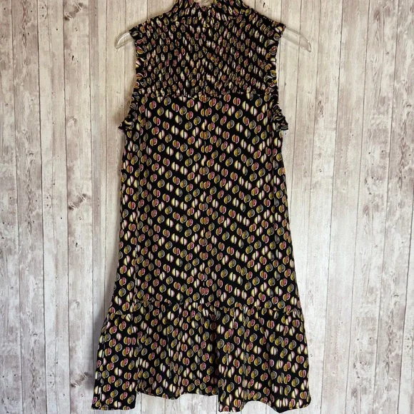 THML Black Geometric Smocked-Top Sleeveless Shift Dress Small - Picture 6 of 10